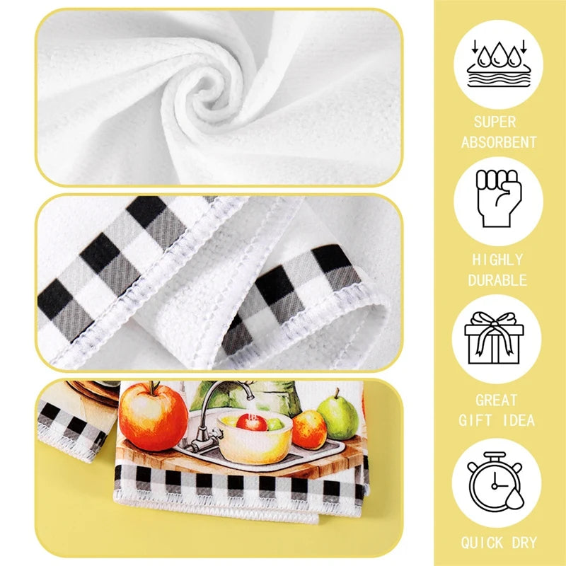 Cute Cat Print Kitchen Towels - 4 Pack Microfiber Dish Cloths - photo 5