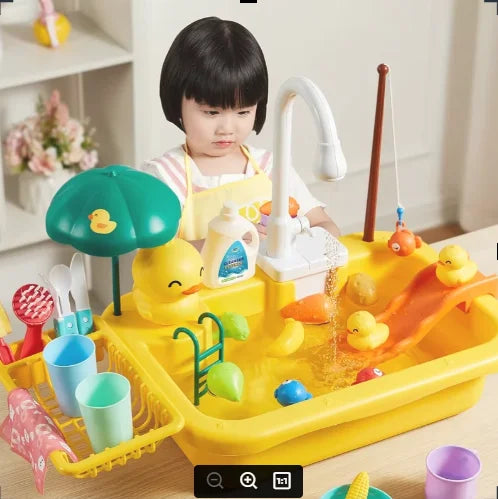 Kids Play Kitchen Sink Toy with Running Water and Fishing Game - photo 2