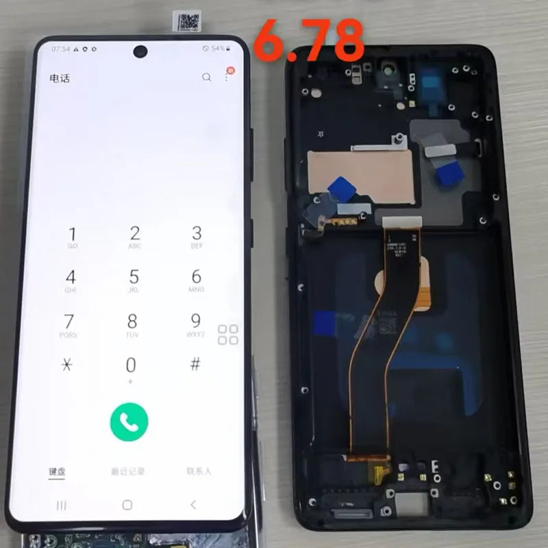 AMOLED S21 Ultra Screen Assembly for Samsung S21 Ultra 5G G998B G998B/DS Lcd Display Touch Screen Frame with Fingerprints
