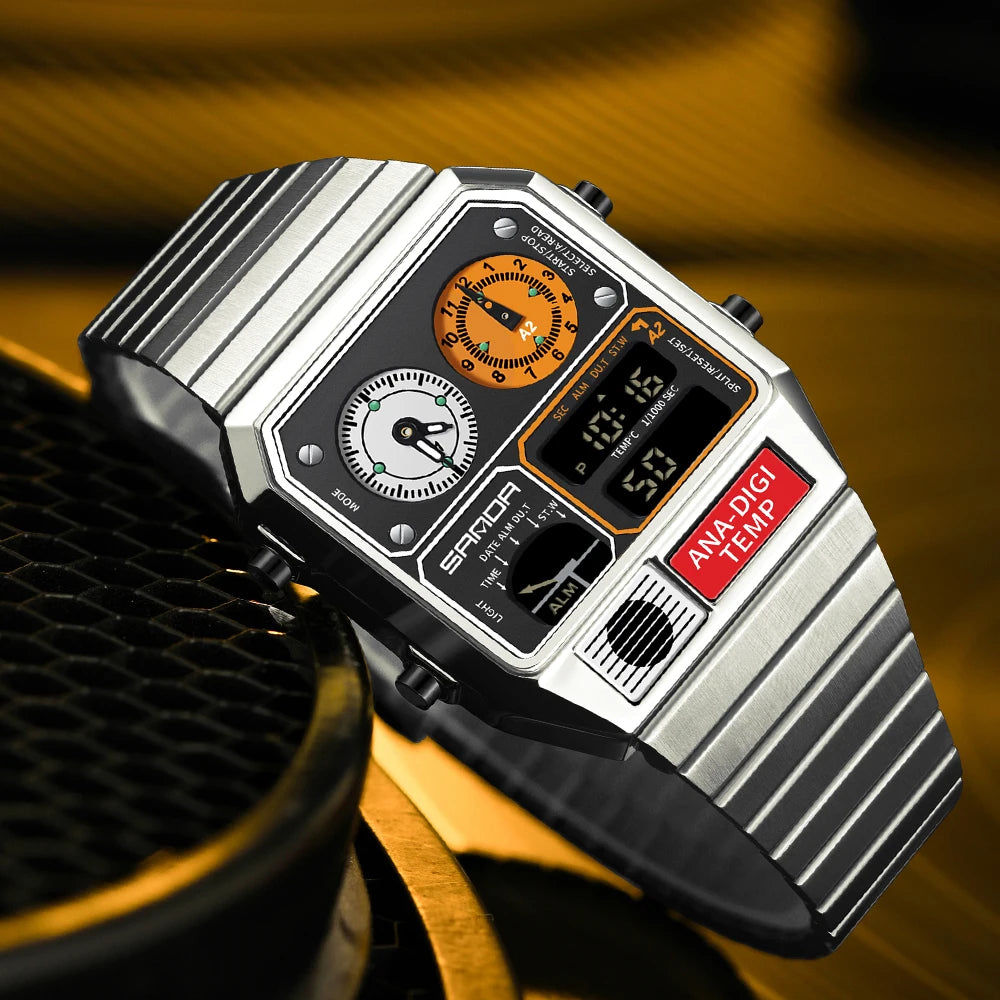 SANDA Fashion Hot 3192 Men Watch Thermometer Stopwatch Timing Men's Digital Wristwatch Multifunctional Waterproof Man Watches