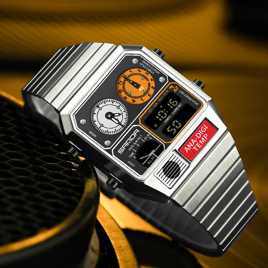 SANDA Fashion Hot 3192 Men Watch Thermometer Stopwatch Timing Men's Digital Wristwatch Multifunctional Waterproof Man Watches