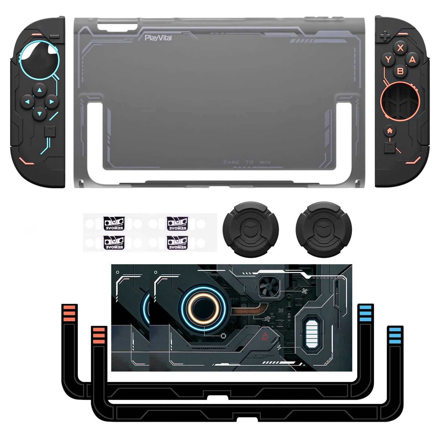 PlayVital Protective Case for Nintendo Switch 2, Stellar Mecha Ergonomic Anti-slip Silicone Grip Cover, Dockable Hard Case Shell