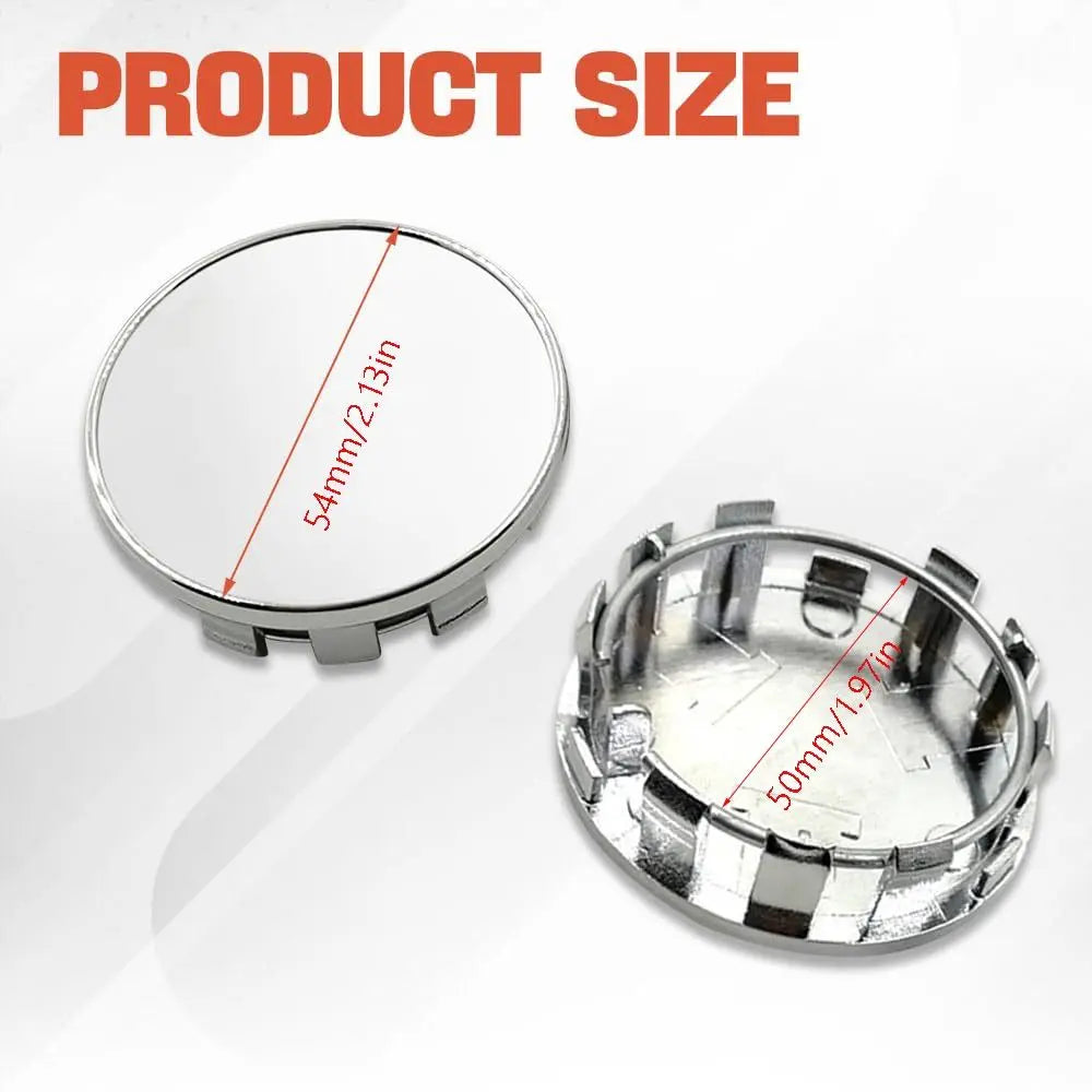 4Pcs 54MM Wheel Center Caps - ABS Rim Hub Caps - Black/Silver