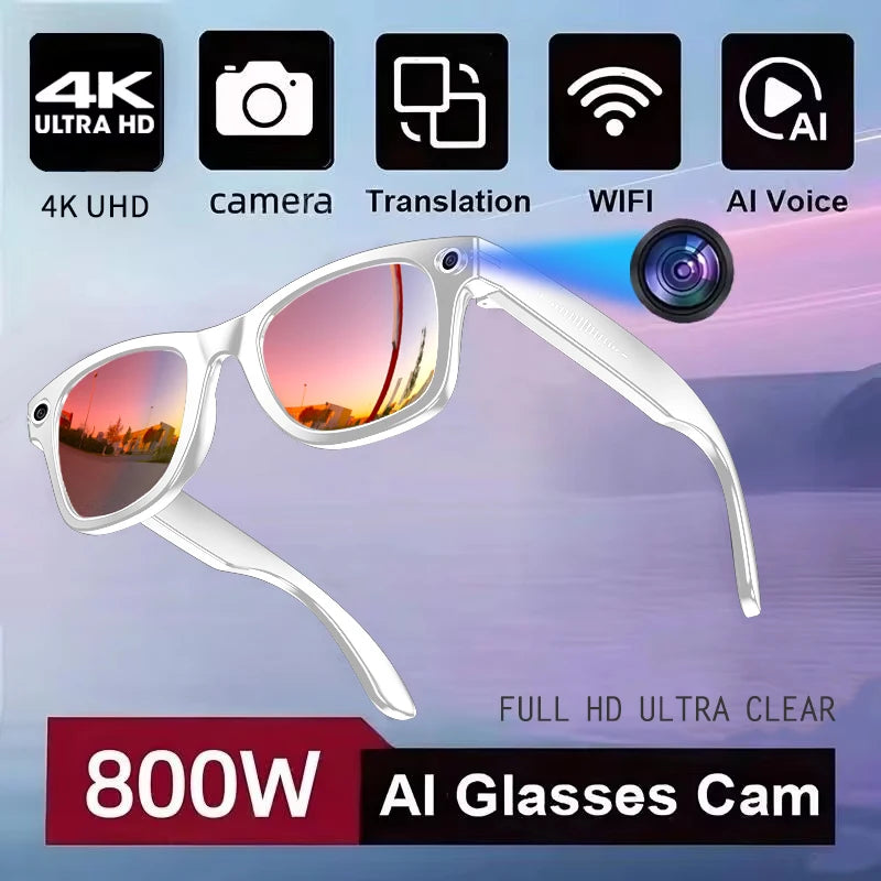 Smart Camera Glasses with Color-Changing Lenses & HD Video