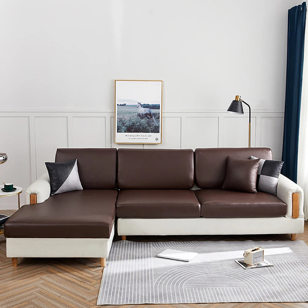 Waterproof PU Leather Sofa Seat Cushion Cover For Living Room Furniture Protector L Shape Corner Armchair Couch Slipcovers