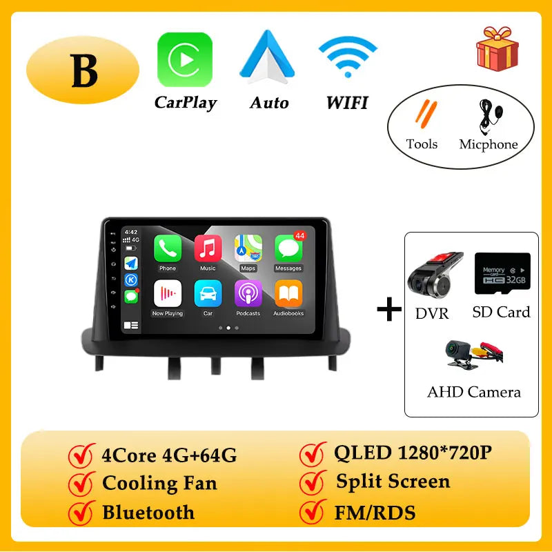 Car Radio Video Audio Android 15 for Renault Megane 3 Fluence Samsung SM3 2008 - 2014 CarPlay GPS Navi Split Screen WIFI DSP BT