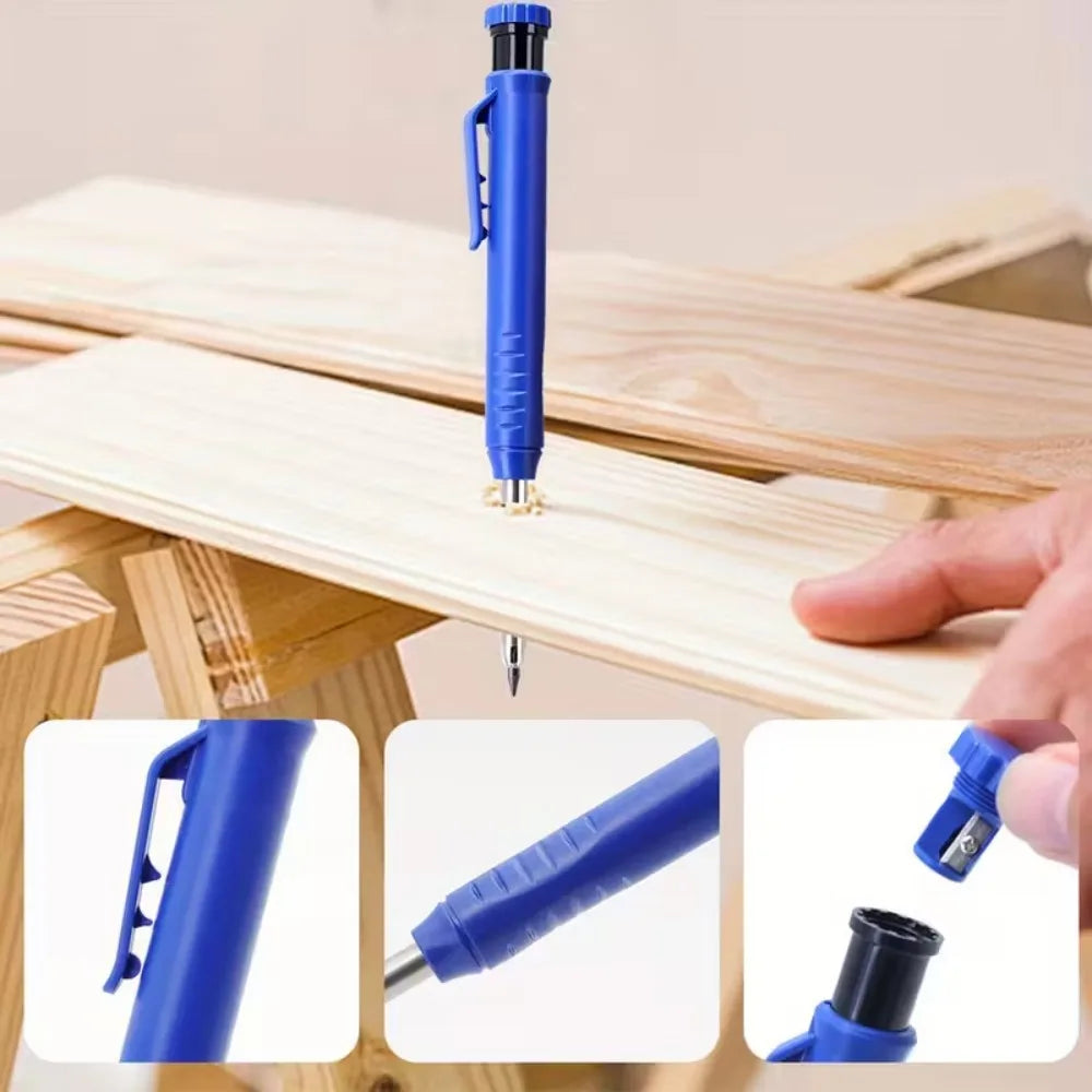 3Colors Refill 2.8mm Solid Carpenter Pencil Set Mechanical Pencil Cap Carpentry Marking Scriber Construction Woodworking Tools