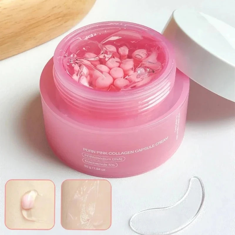Korean Pink Collagen PDRN Capsule Cream – Niacinamide Face Moisturizer for Even Skin Tone | Lightweight Non-Greasy