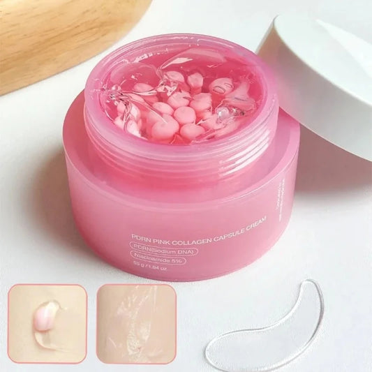 Korean Pink Collagen PDRN Capsule Cream – Niacinamide Face Moisturizer for Even Skin Tone | Lightweight Non-Greasy