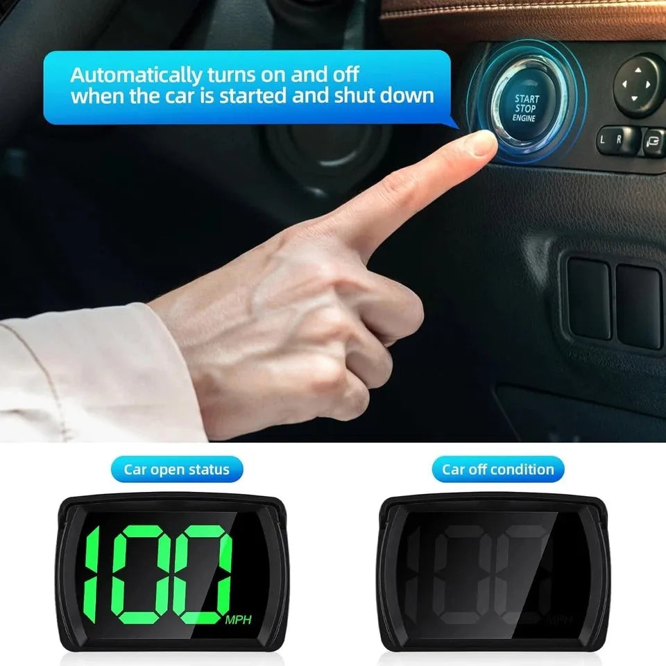 New Universal Car Head Up HUD Display GPS Digital Speedometer Dual Chips KMH MPH Reminder Meter HD LCD Display Plug Play