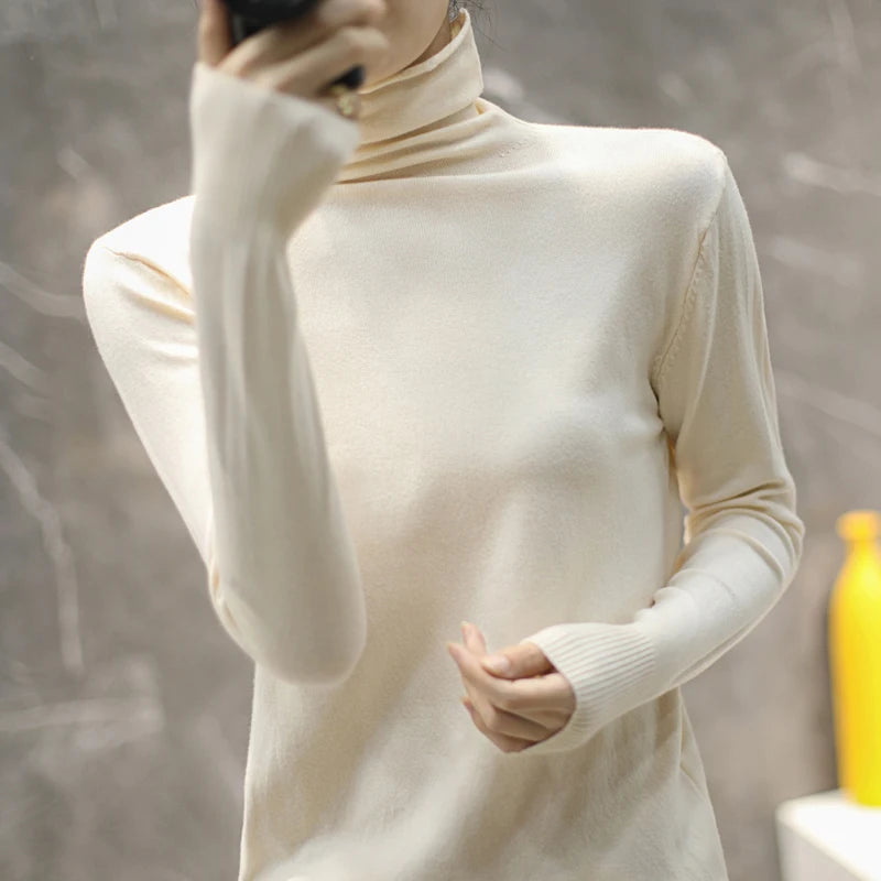 Women's Slim Fit Turtleneck Sweater - Long Sleeve Knit Pullover - photo 2