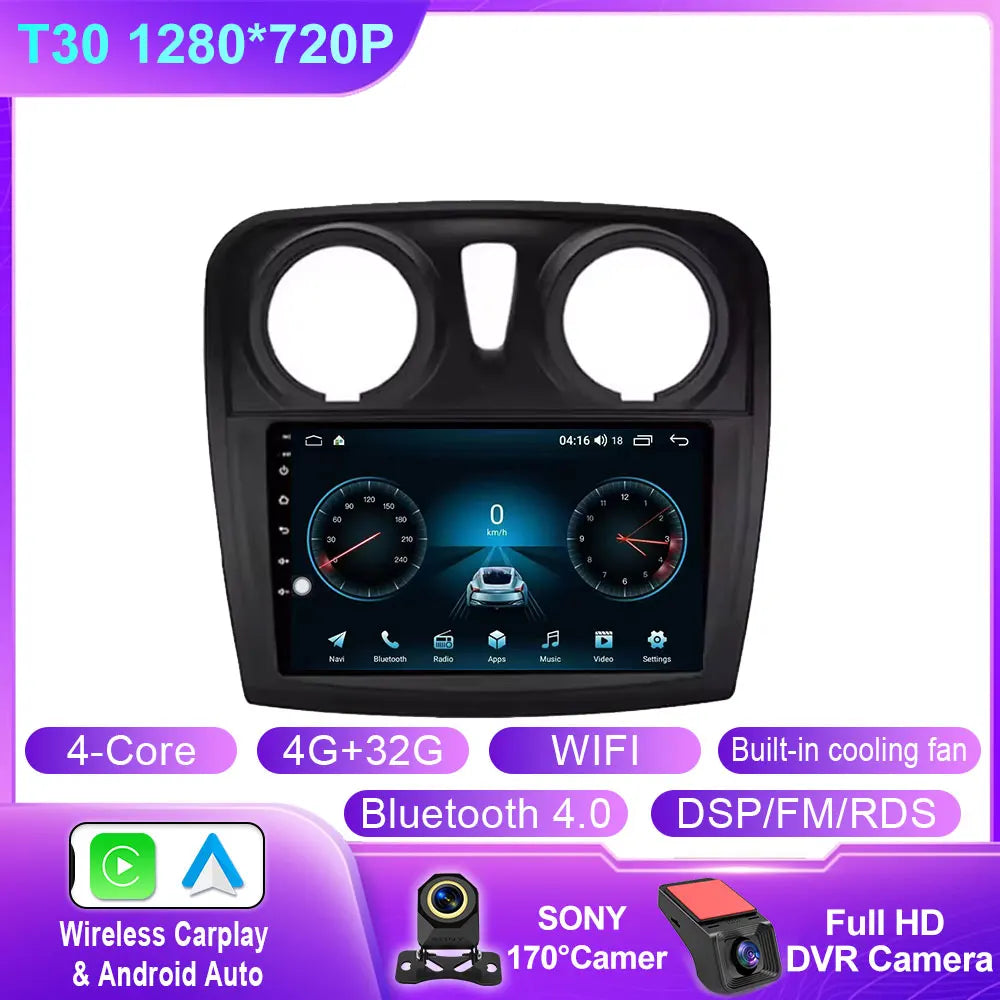 Android 16 Carplay Auto For Renault Logan 2 Sandero 2 2012 - 2016 2017 2018 2019 Car Radio Multimedia Player Stereo GPS WIFI DPS