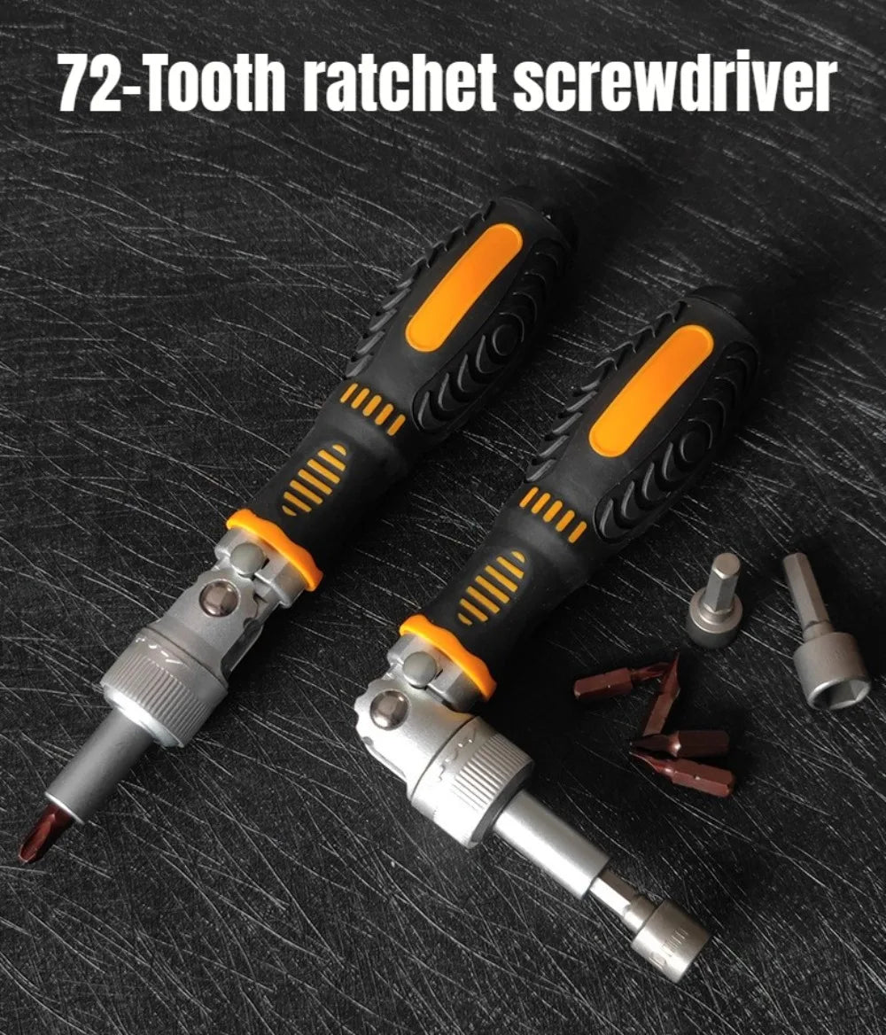 72-Tooth Ratchet two-way screwdriver Set bendable labor-saving screwdriver bit kit one-word cross Household maintenance tool