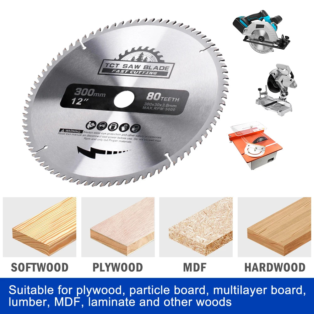 XCAN TCT Wood Saw Blade — 230–300mm Carbide Circular Cutting Disc