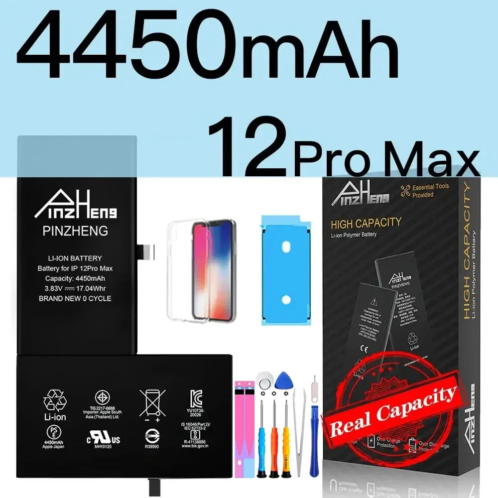 PINZHENG High Capacity Replacement Battery for iPhone X, XR, XS, 11, 12, 13 Mini Max Pro – 1-Year Warranty