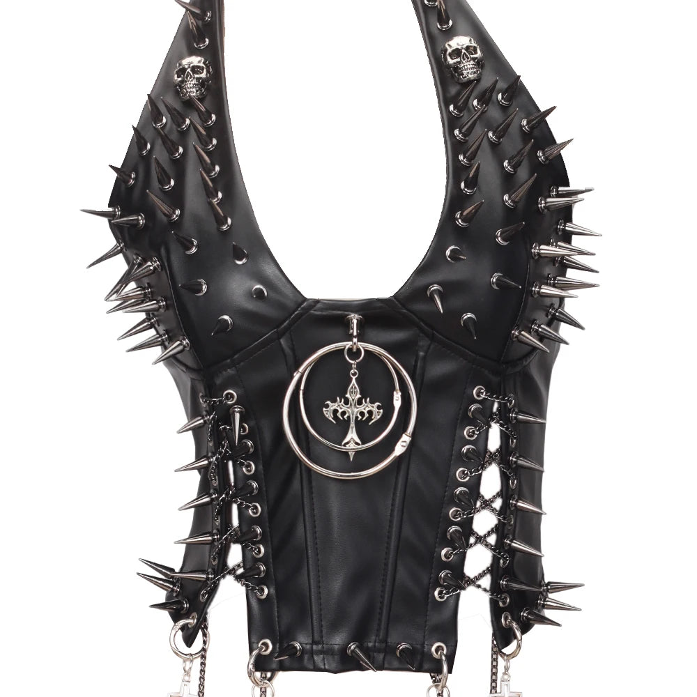 Women's Studded Y2K Grunge Tank Top — Gothic Spiked Cami
