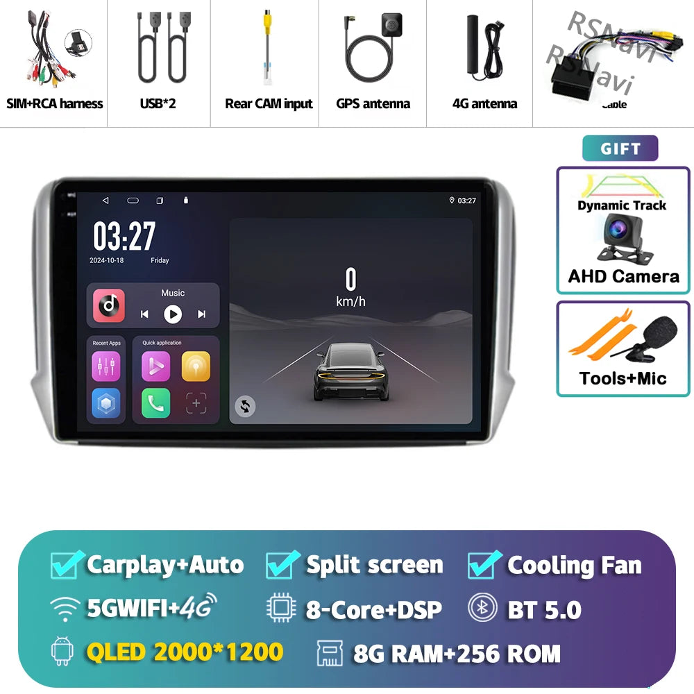 Android 16 Navigation Multimedia Player For Peugeot 2008 208 Series 2012 2013 2014 - 2018 Carplay Auto Stereo BT video Car radio