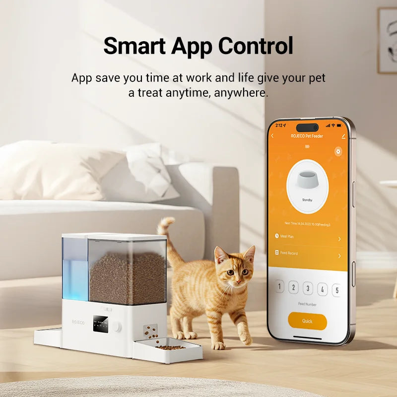 Automatic Pet Feeder with Water Fountain, 5L Food and 3.5L Water
