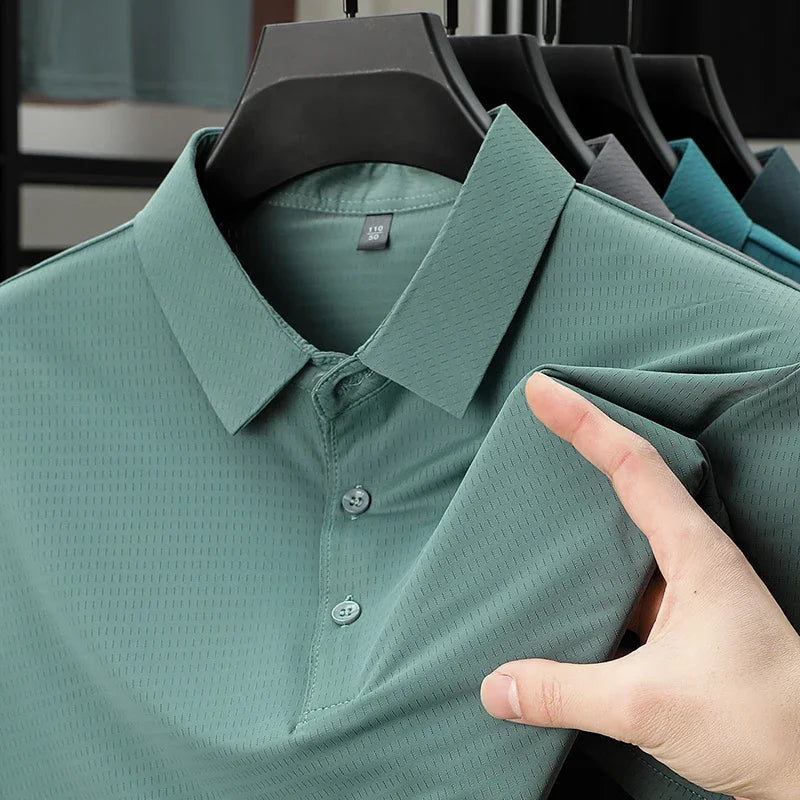 Men's Perforated Polo Tee - Cool Fabric, Sweat-Wicking Lightweight