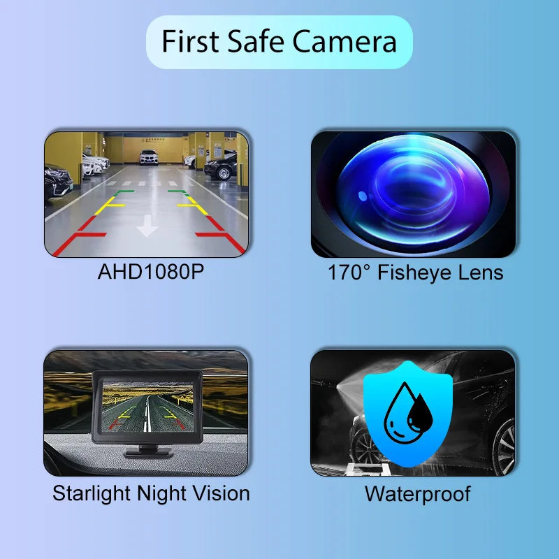 AHD 1920x1080P Fisheye Lens 18.5mm Drill Hole Camera IP67 Waterproof Full Night Vision Flush Mount Vehicle Rear View Reversing