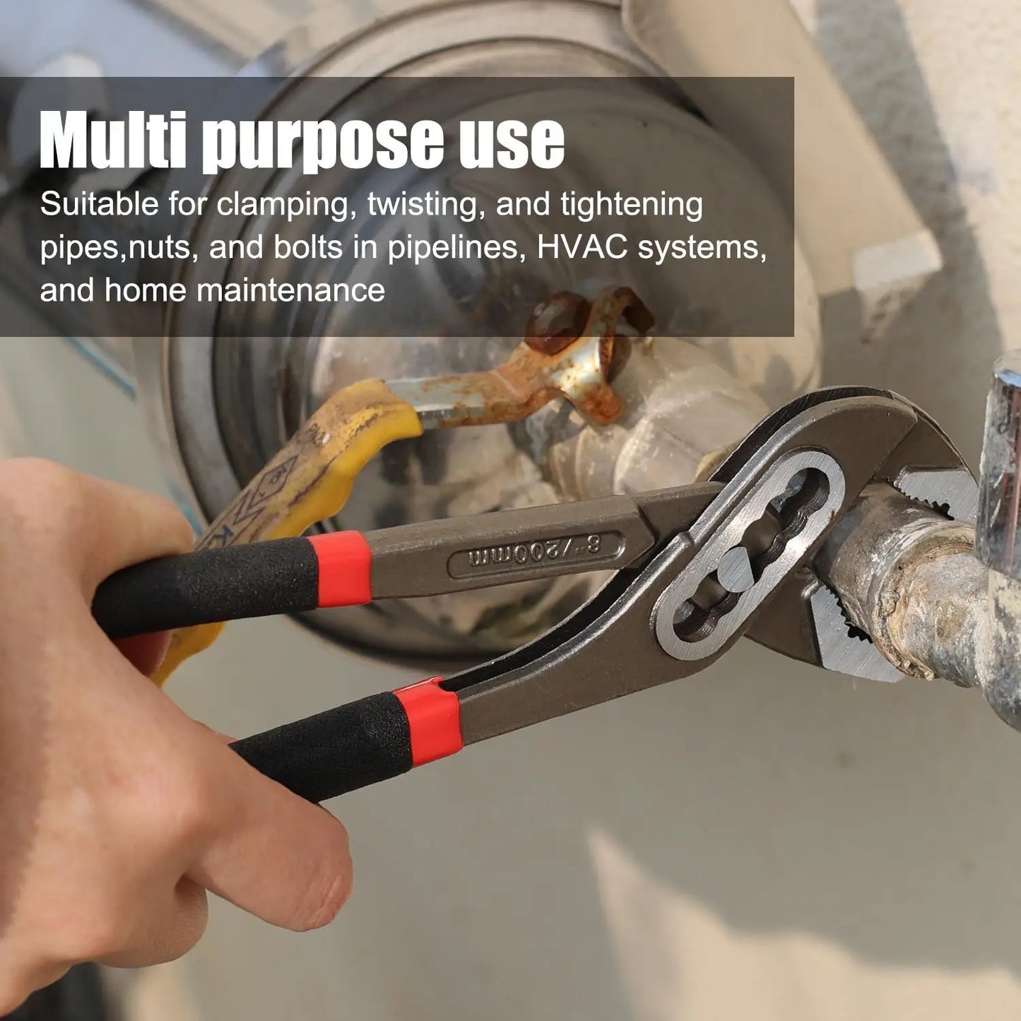 8Inch Multi-functi Water Pump Pliers Quick-Release Plumbing Pliers Pipe Wrench Adjustable Water Pipe Clamp Pliers Manual Tools