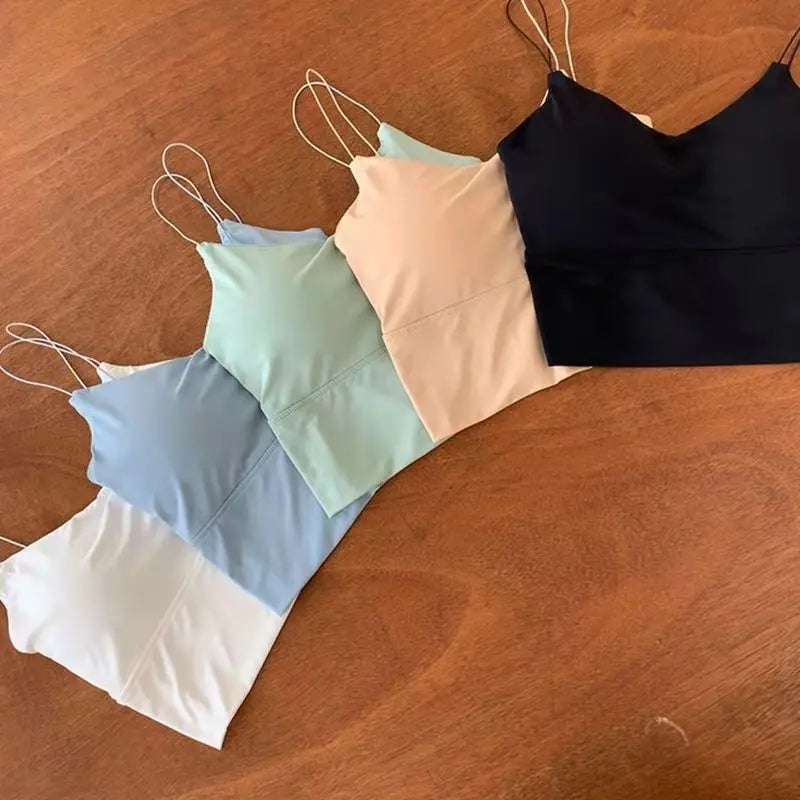 Women's Seamless Ice-Silk Camisole — Padded Bralette Tank Top