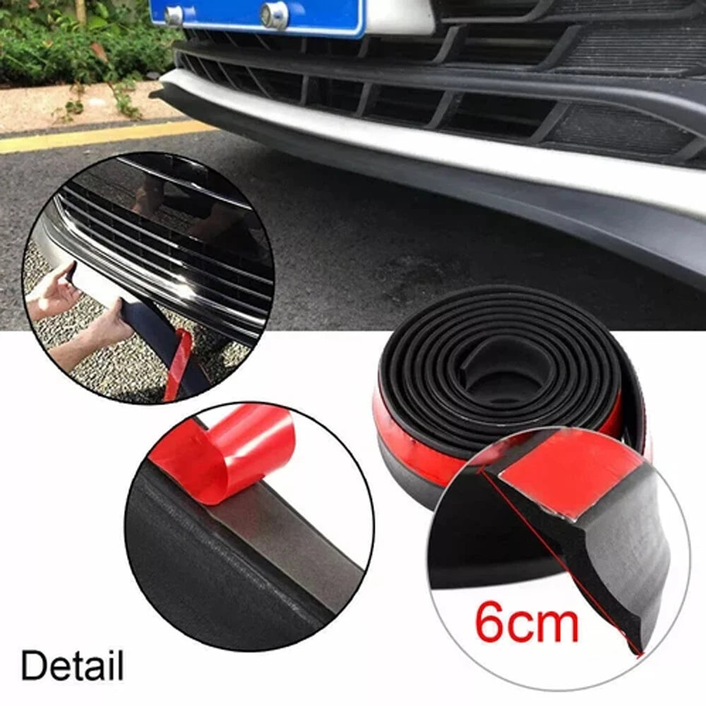Universal Car Bumper Lip Splitter Spoiler Rubber Skirt BodyTrim Bumper Scratch-Resistant Anti-Collision Soft Rubber Strip