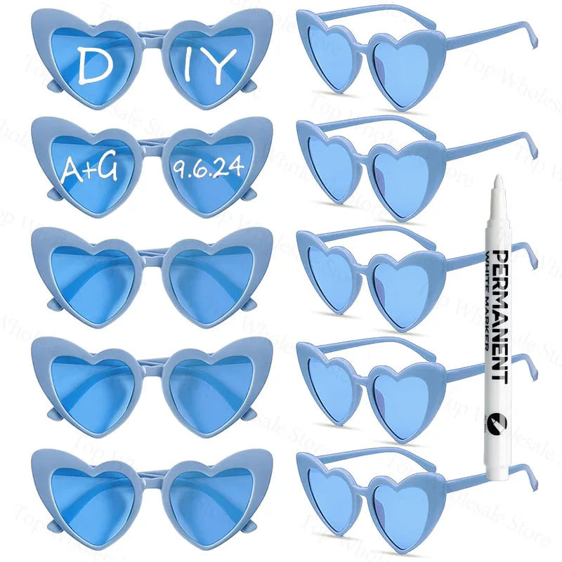 12-100 Pcs Wedding Personalized Sunglasses Bulk Custom Sunglasses with Paint Pens for Adult DIY Birthday Wedding Party Favors