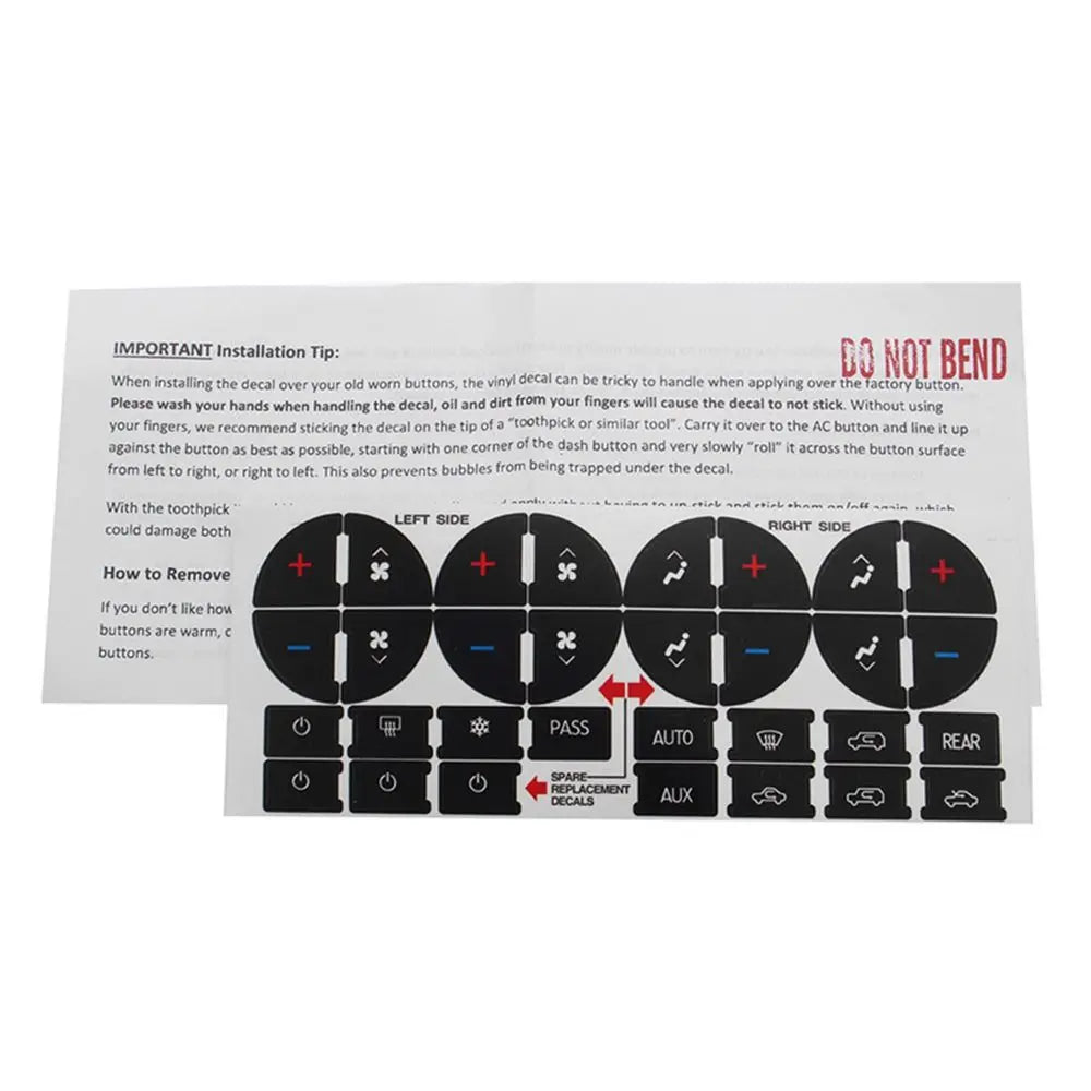 New Decal Replacement Repair Kit Button Sticker Climate Control AC Dash For GM Tahoe Suburban Avalanche Silverado Yukon