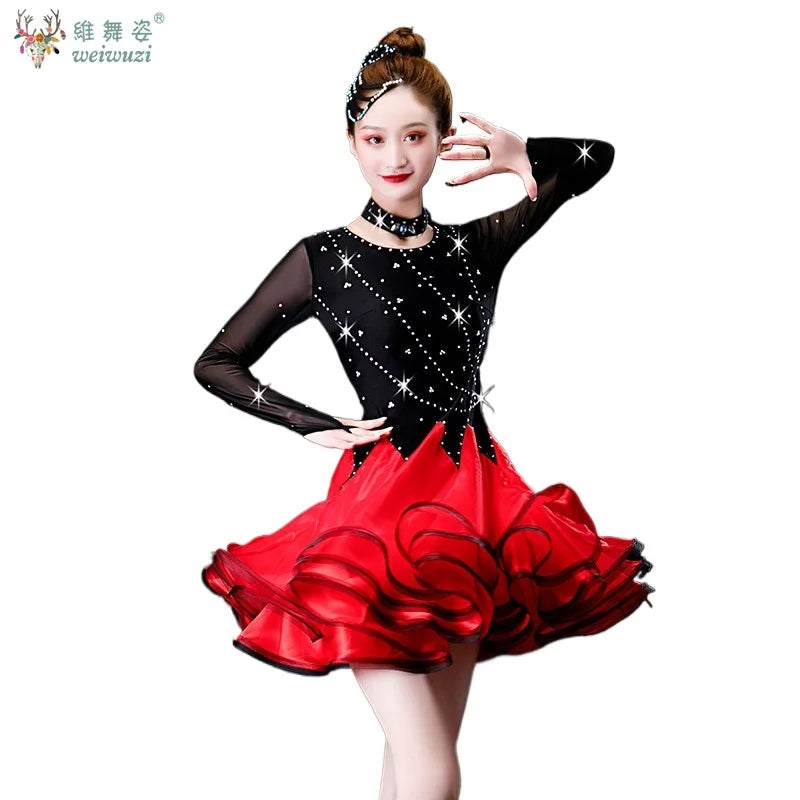 Double-skirt Latin competition dance dress