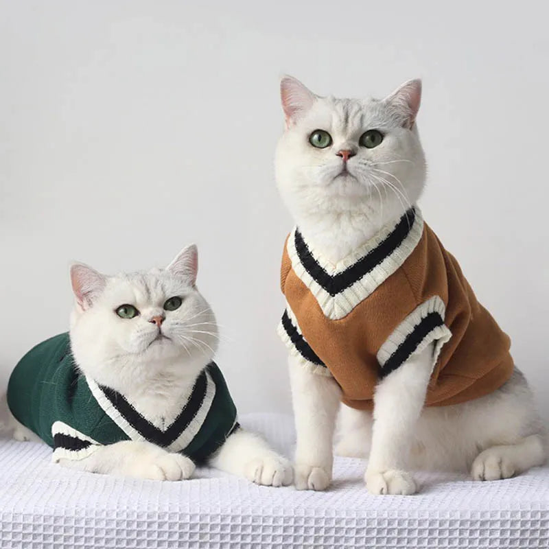 Pullover Cat and Dog Sweater Vest - Winter Clothes for Small Pets