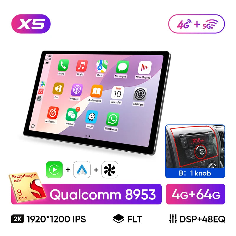 13.1" Car Stereo with Apple CarPlay & Android Auto, Compatible with Fiat Ducato, Citroen Jumper & Peugeot Boxer