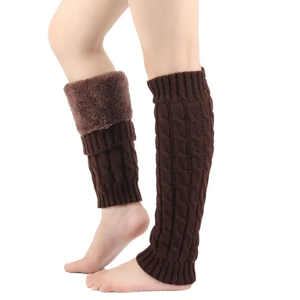 Women's Fleece Lined Knit Leg Warmers - Tall Crochet Boot Covers - photo 10