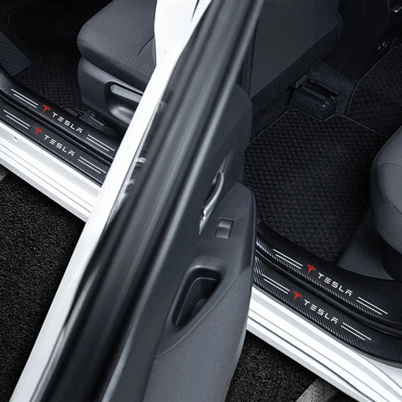 Carbon Fiber Car Door Sill Protector Sticker – Tesla Model 3, Y, S, X, Cybertruck & Roadster