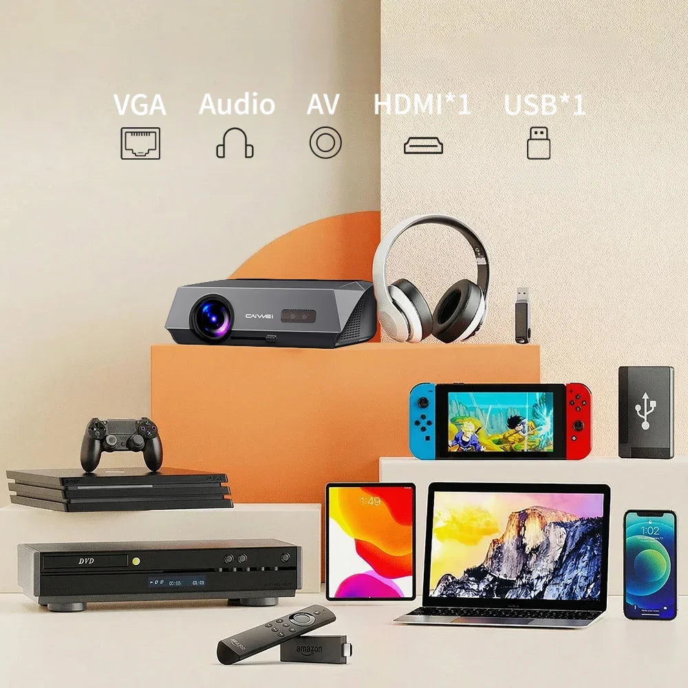 CAIWEI A10Q 4K Google Certified Projector 1080P Full HD Auto Focus High Brightness 4000 Ansi WiFi6 Beam Projectors Home Theater
