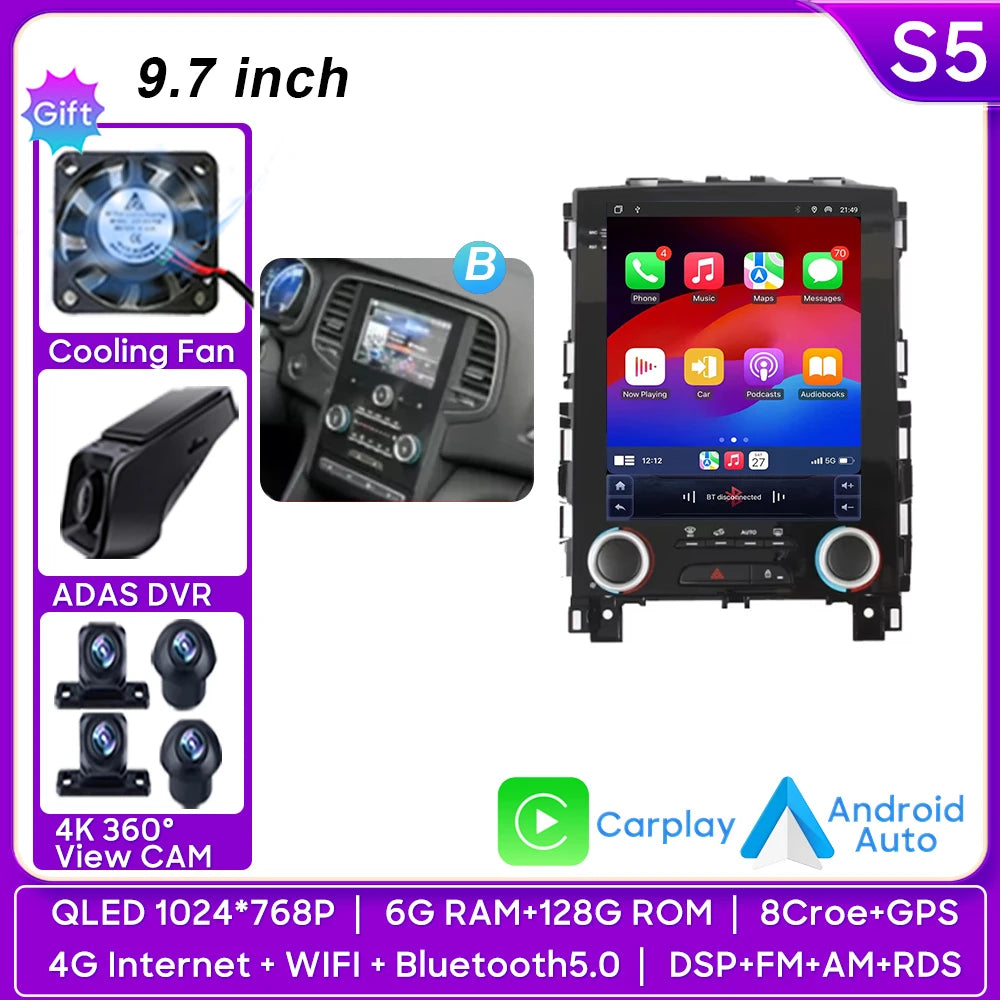 Car Stereo with Apple CarPlay & Android Auto, Compatible with Renault Koleos, Megane 4 & Talisman