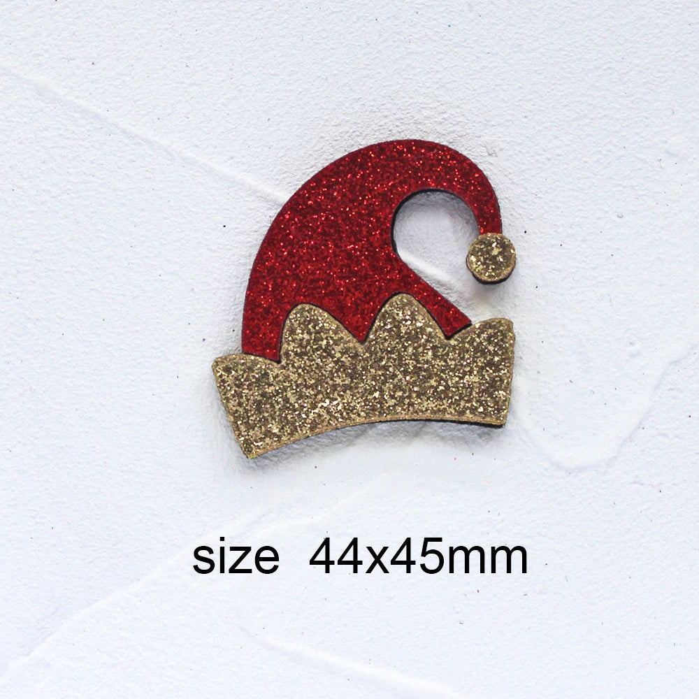 10pcs Glitter Padded Applique Reindeer with Red Nose  for DIY Christmas Hair Clips Bow Accessories Felts Supply Party Decor