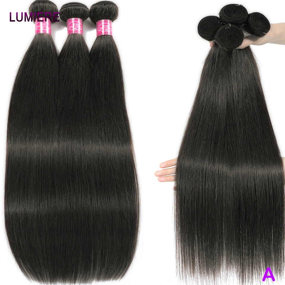 32 Inch 18A Bone Straight Human Hair Bundles 3/4 Bundles Hair 100% Raw Human Hair Bundles Deal Brazilian Virgin Hair Extensions
