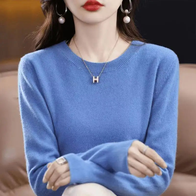 Women's Soft Knit Crew Neck Sweater, Basic Jumper