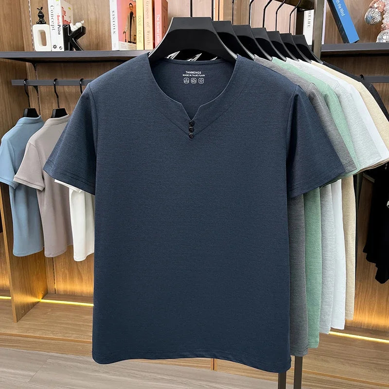 Men's Classic Henley Tee - Button Detail, Casual to Semi-Formal
