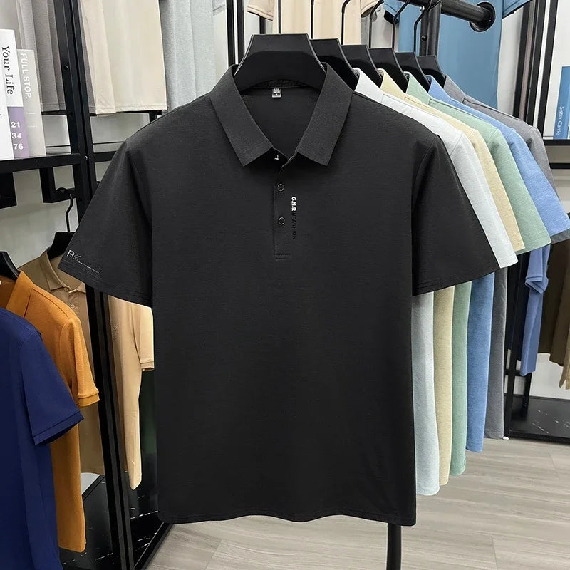 Men's Slim-Fit Polo - Subtle Cuff Print, Breathable Three-Button
