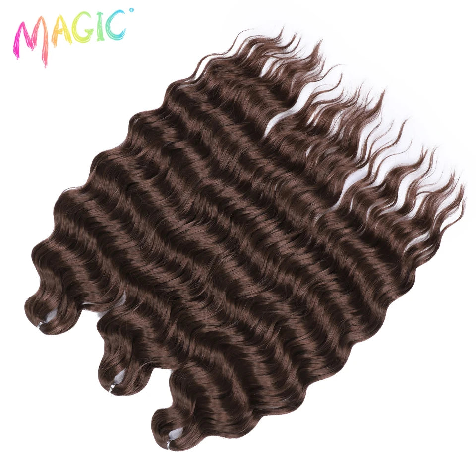 Anna Synthetic Hair 24 Inch Water Wave Braiding Hair Extensions Ombre Blonde Deep Wave Afro Curl Twist Crochet Hair for Women