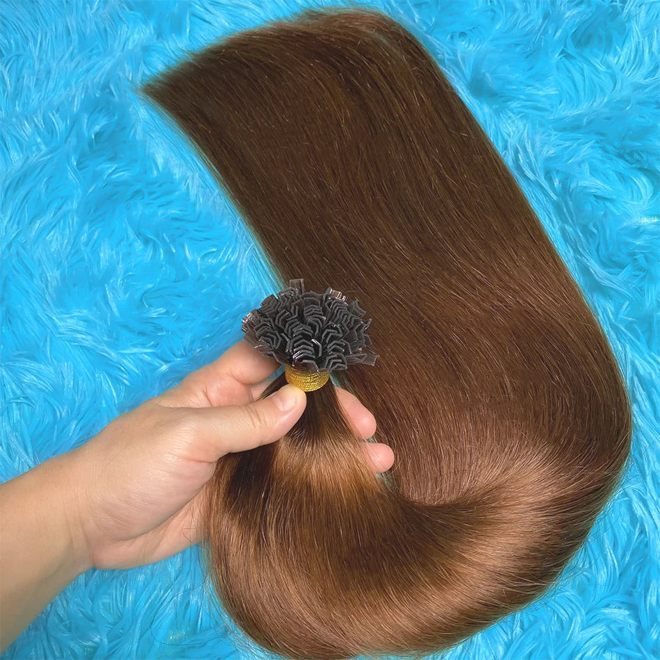 V Tip Human Hair Extension Fusion Hair Silky Straight Dark Brown Pre Bonded V Shape Keratin Hair Vietnamese Remy Hair For Salon