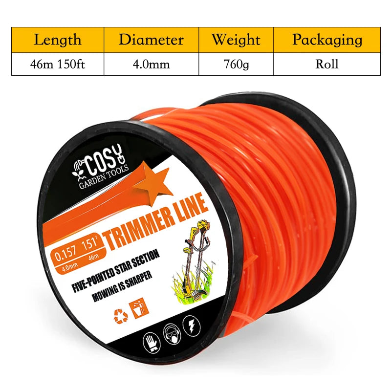 TSES 1LB Trimmer Rope Star Shape, String Trimmer Line, Commercial Grade Pentagon Weed Eater Spool, Premium Nylon Universal