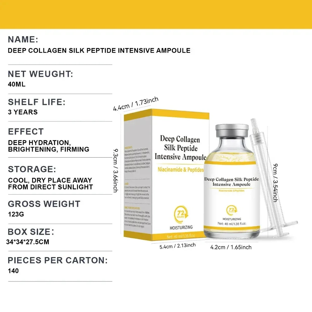 rrAmpoule intensive au collagène et aux peptides de soie, hydratant profond, renforce la peau, lifting, resserrement et fermeté,