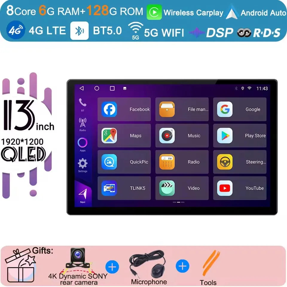 13 inch Android 15 Carplay Auto Car Radio Multimedia For  Chevrolet Silverado 3 GMTK2 2014 2015 2016  2017 2018 Autoradio