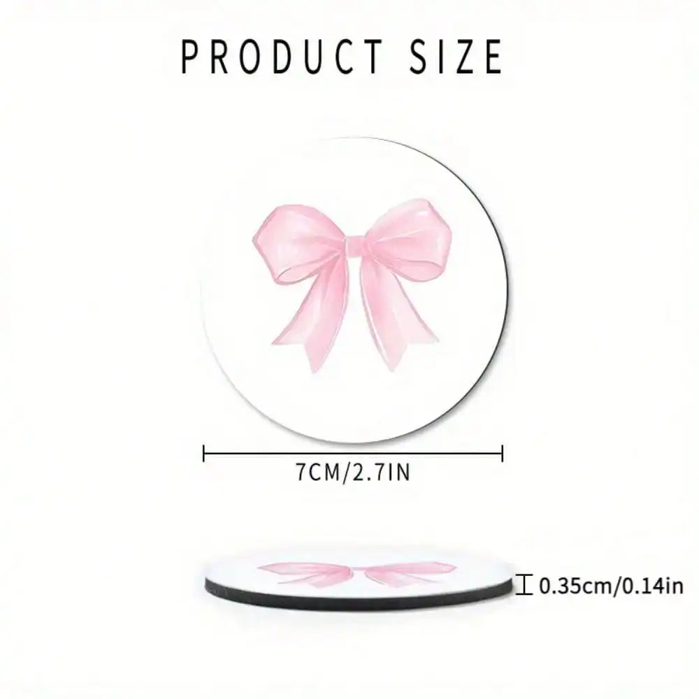 2-Pack Non-Slip Pink Bow Print Car Cup Holder Coasters, Universal Fit Interior Accessories