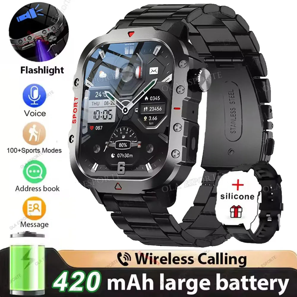 2026 Military Smart Watch – IP68 5ATM, 1.81" AMOLED, Bluetooth Call & Outdoor Fitness Tracker | Men