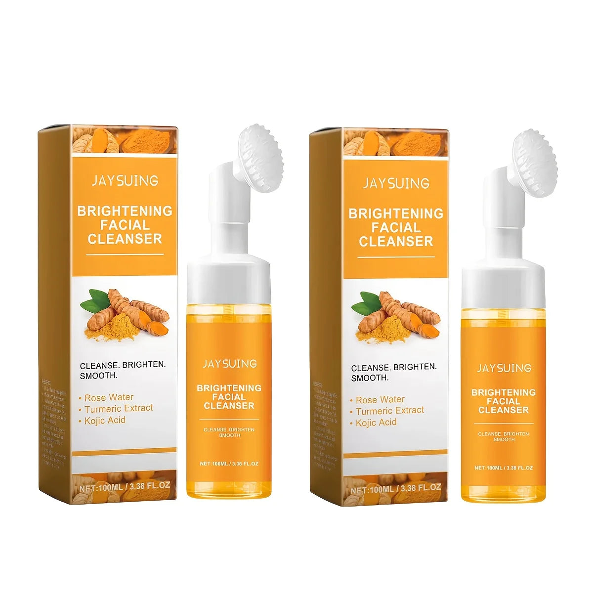 Turmeric Facial Cleanser - 2pcs Damascus Rose Water, Moisturizing Skin with Cleansing Brush Head