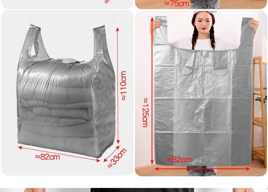 10PCS Large Capacity Plastic Bags Thicken Moving Packaging Bag Clothes Storage Bags for Toys Duvet Blanket Bedding Organizer
